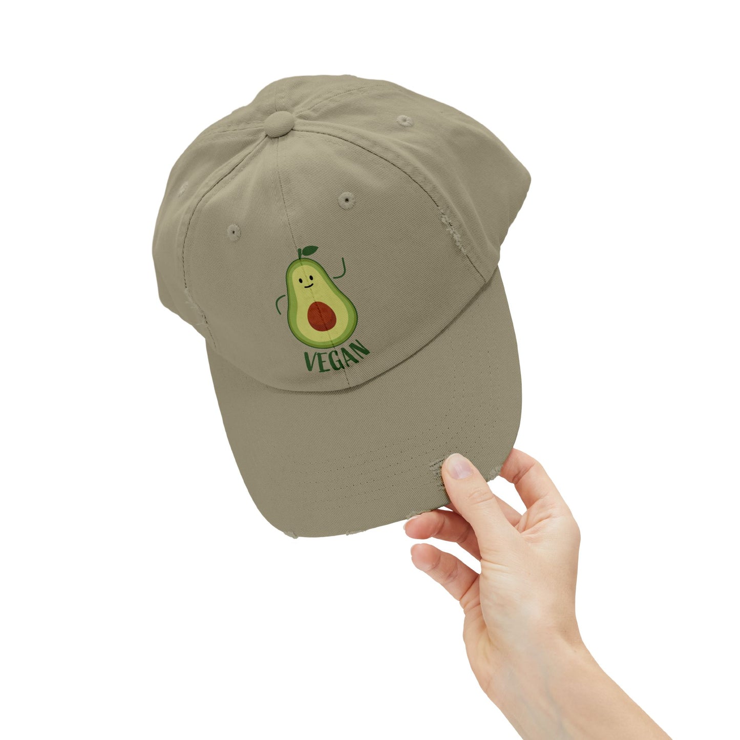 Vegan avocado distressed hat