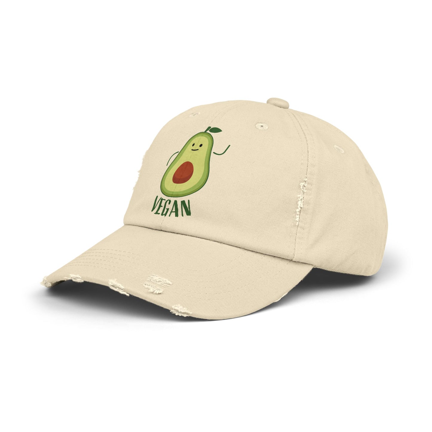 Vegan avocado distressed hat