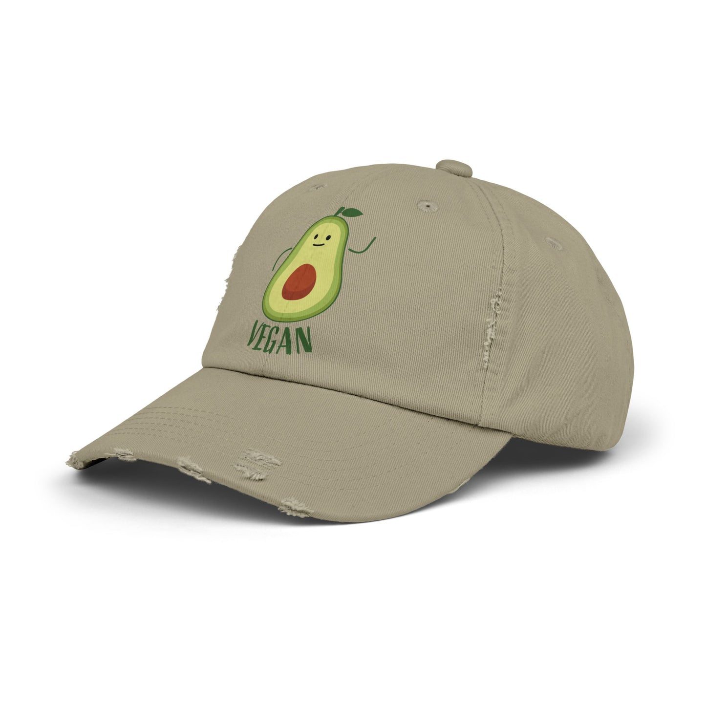 Vegan avocado distressed hat
