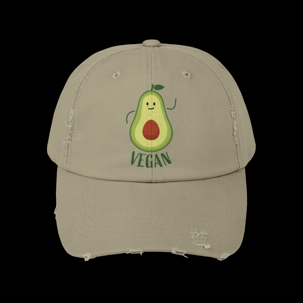 Vegan avocado distressed hat