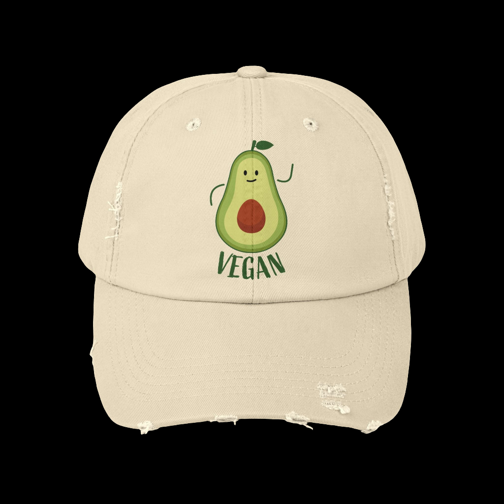 Vegan avocado distressed hat