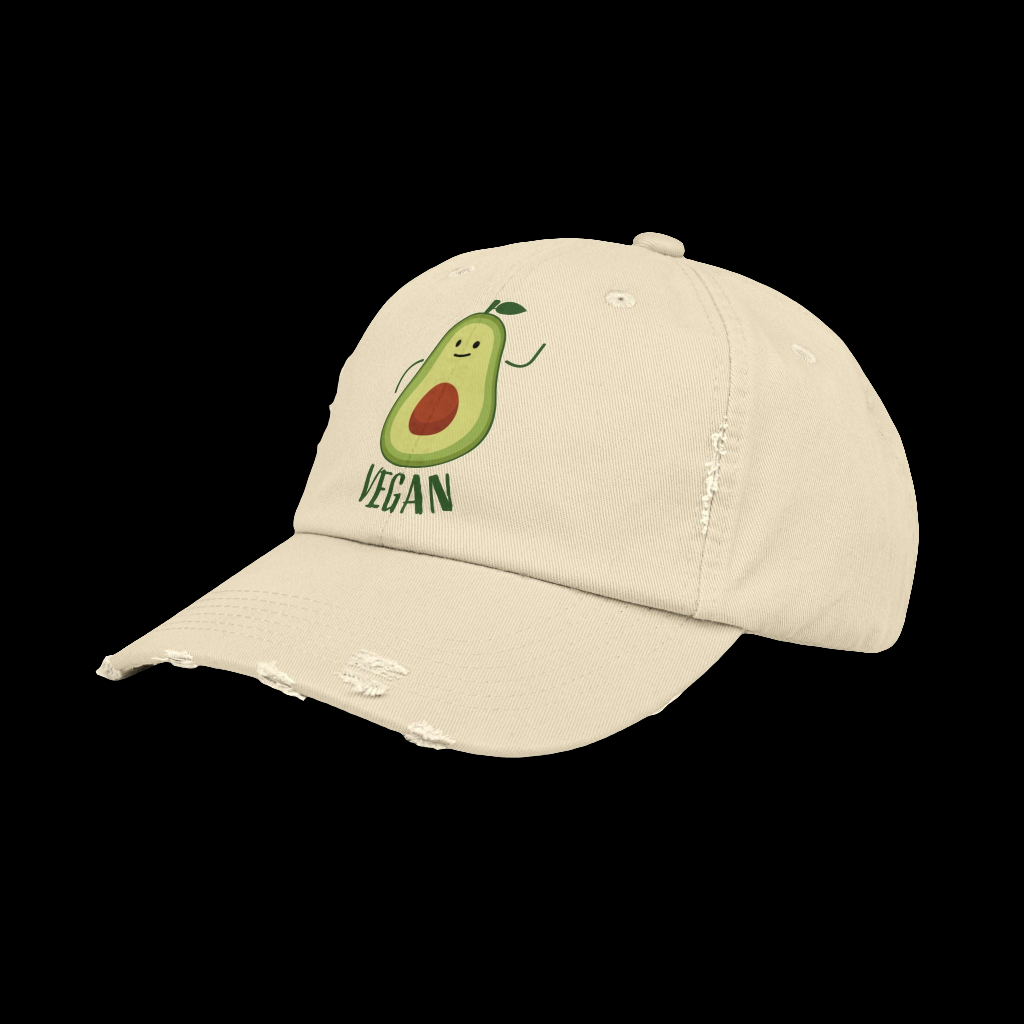 Vegan avocado distressed hat